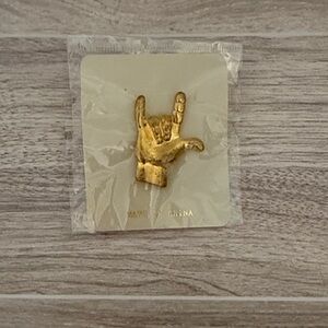 Gold-toned I Love You Sign Pin